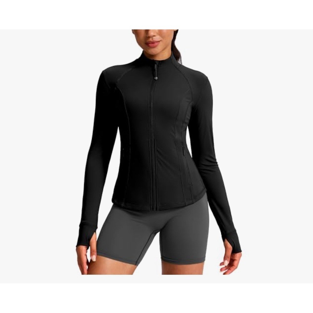 G Gradual Women's Workout Jackets Extended Waist Length Slim Full Zip 4 Pockets